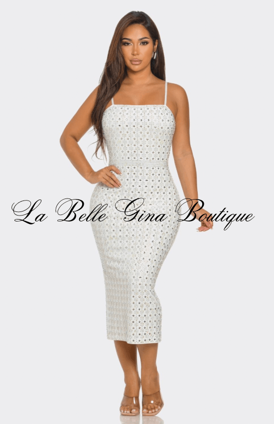 chinese dress ladies Jennie Diamond Rhinestone Midi Dress