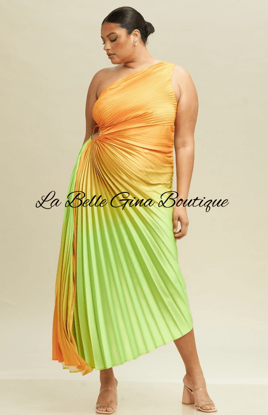 open lace back dress Unique A Line Long Sleeve Orange Ombre Chiffon Prom Dress Evening Dress  SH2363 main image 1
