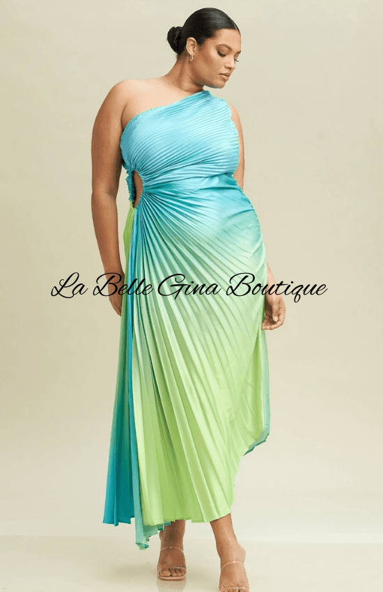 plus size one shoulder maxi dress One-Shoulder Ombré Dress