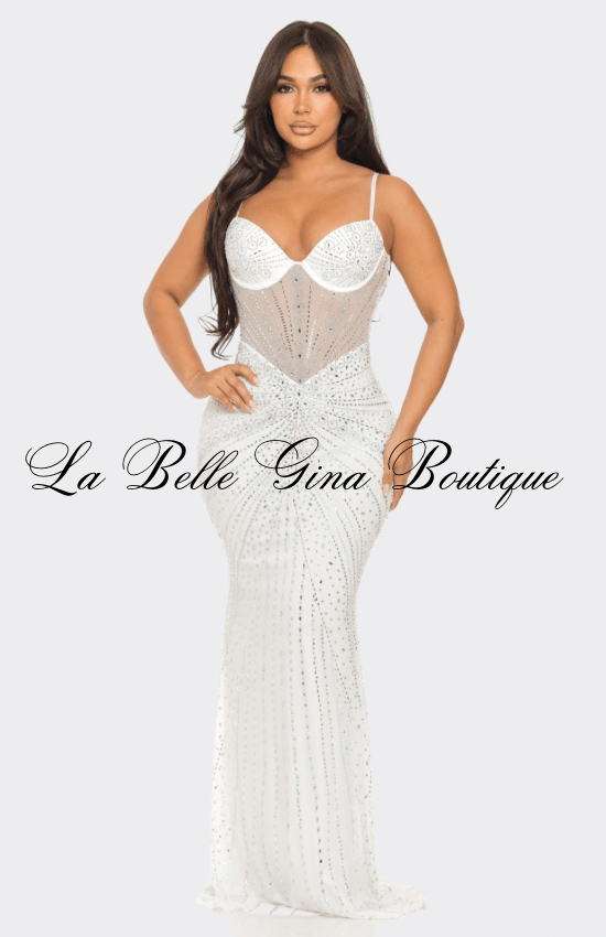 embellished mesh maxi dress Deborah Maxi Dress with Rhinestones