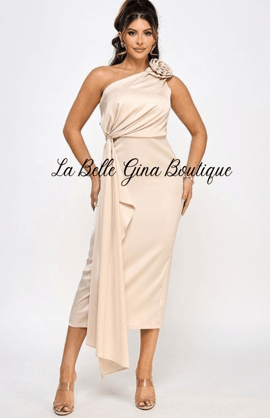 gina midi dress GINA Tricot - Satin Long Sleeve V-Neck Tie Front Midi Dress - Women - Polyester/Elastane - 34 EU