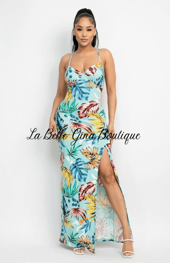 Lena Hawaiian Print Fabric Feminine Charm Outfit a Surplice Neckline S La Belle Gina Boutique Lena Hawaiian Print Fabric Feminine Charm Outfit a Surplice Neckline S La Belle Gina Boutique