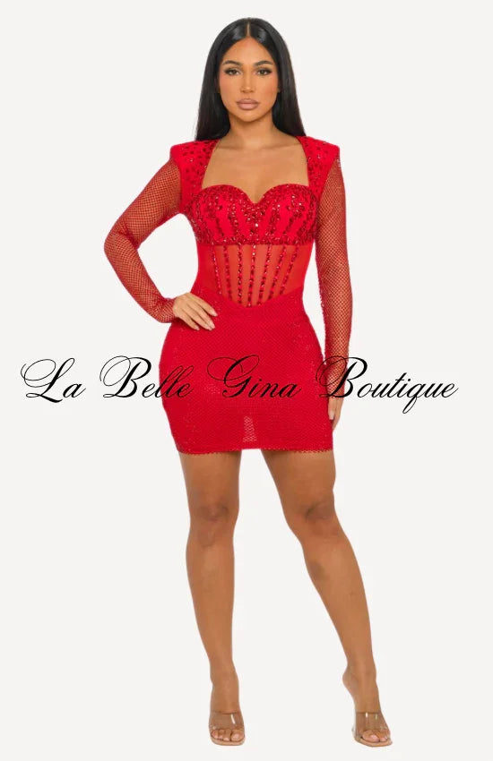 red rhinestone mini dress Midnight Temptress Mesh Corset – Black & pink friday Size:30W28L ideal for making unforgettable Cute Red Dress -
