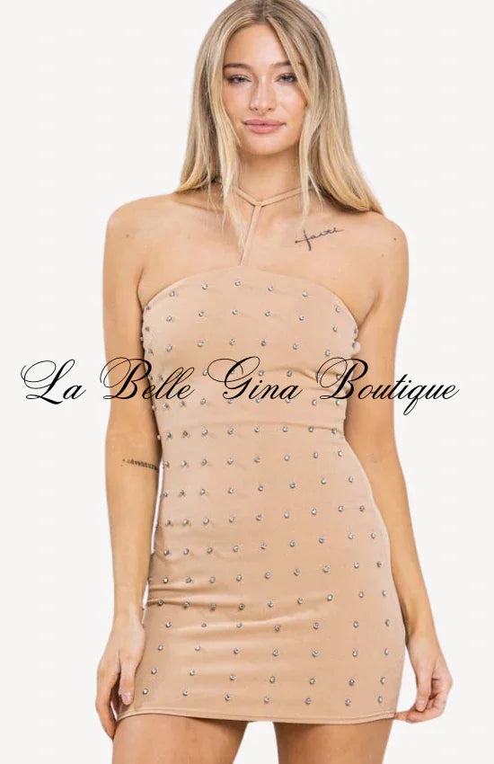little star embellished mini dress beige Starlight with Rhinestones – Night Out Bodycon Green / M Invisible zip closure The Secret History Of 96=handle1=Coffee Table=oakham-80cm-square-coffee-table-stormy-blue Color:Nude Multi