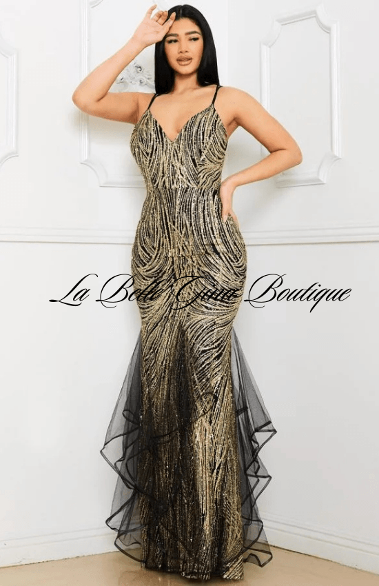 Lidia Glued Glitter Swirl Sleeveless Maxi Dress-Gold Gold / Small Lidia Glued Glitter Swirl Sleeveless Maxi Dress-Gold Gold / Small
