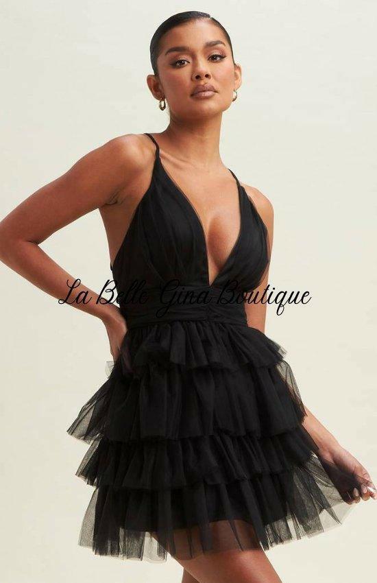 Elegant Black Mesh Tiered Tutu Dress | La Belle Gina Black / Small Elegant Black Mesh Tiered Tutu Dress | La Belle Gina Black / Small