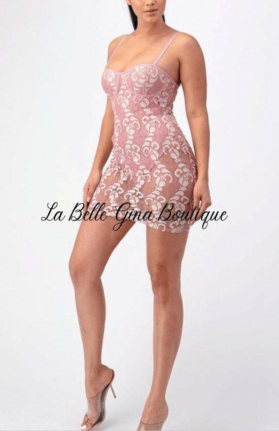 seethru mini dress CLAIRE see through lace at La belle Gina Boutique S / PINK Color:Mahogany Bouquet Sir Women's Vittoria Mini Tulle 3 summerlove