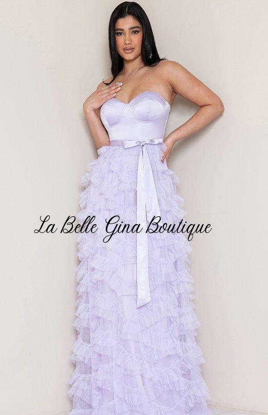 Juliette Tulle Ruffle Layered Maxi Dress-Dusty Lavender Dusty Lavender / Small