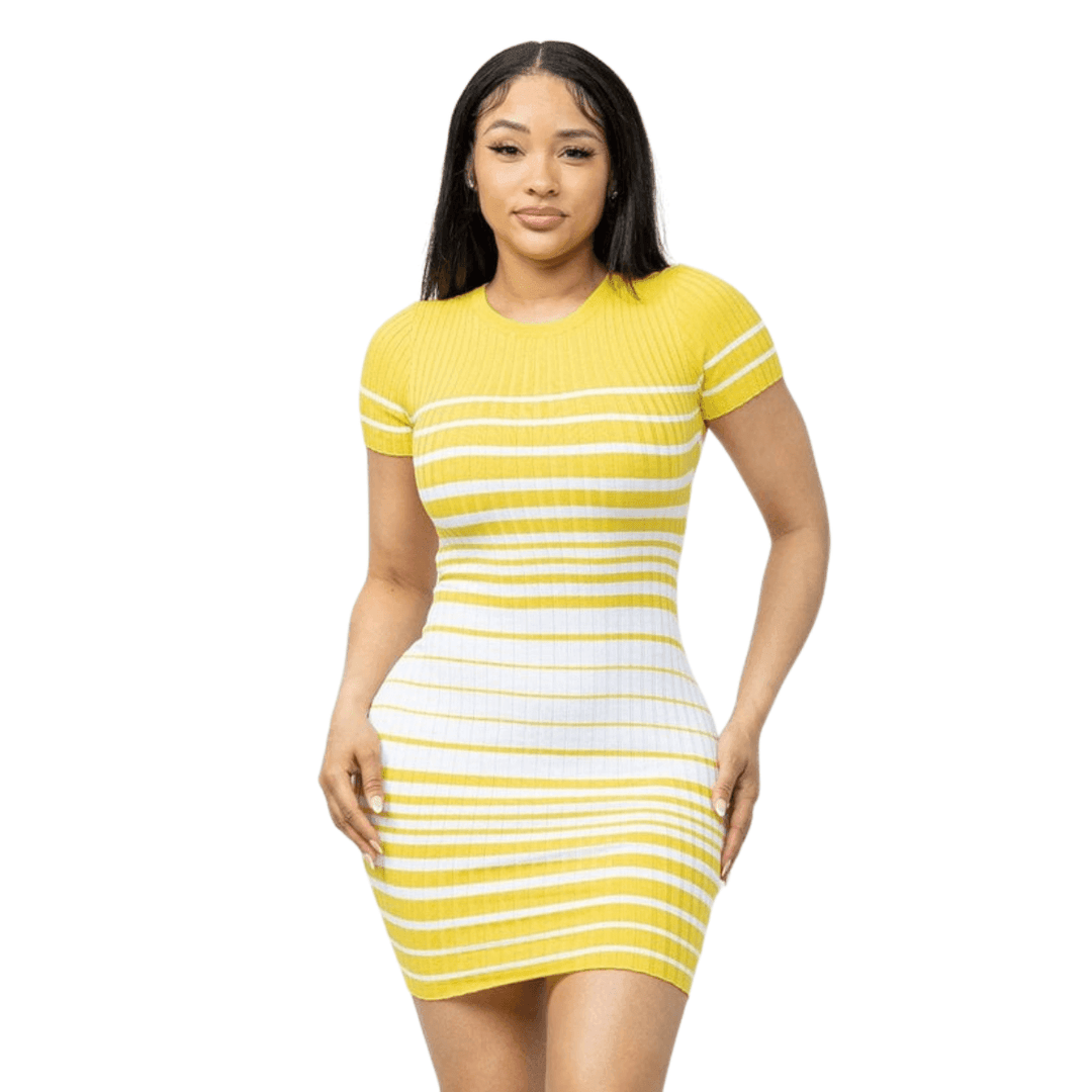 casual yellow mini dress Pink Lily Easily Loved Yellow Babydoll Short Sleeve Mini Dress