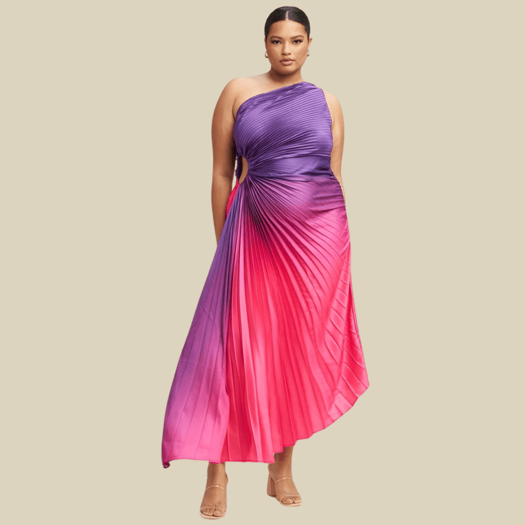 purple ombre one shoulder dress PatBO