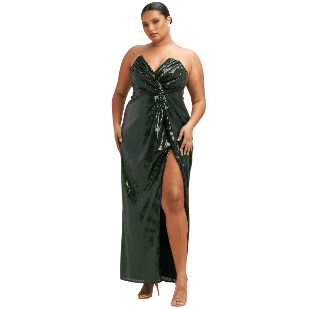 Bella Strapless Sweetheart Sequin Plus Size Maxi Dress - Hunter Green Hunter Green / 2X-Large Bella Strapless Sweetheart Sequin Plus Size Maxi Dress - Hunter Green Hunter Green / 2X-Large