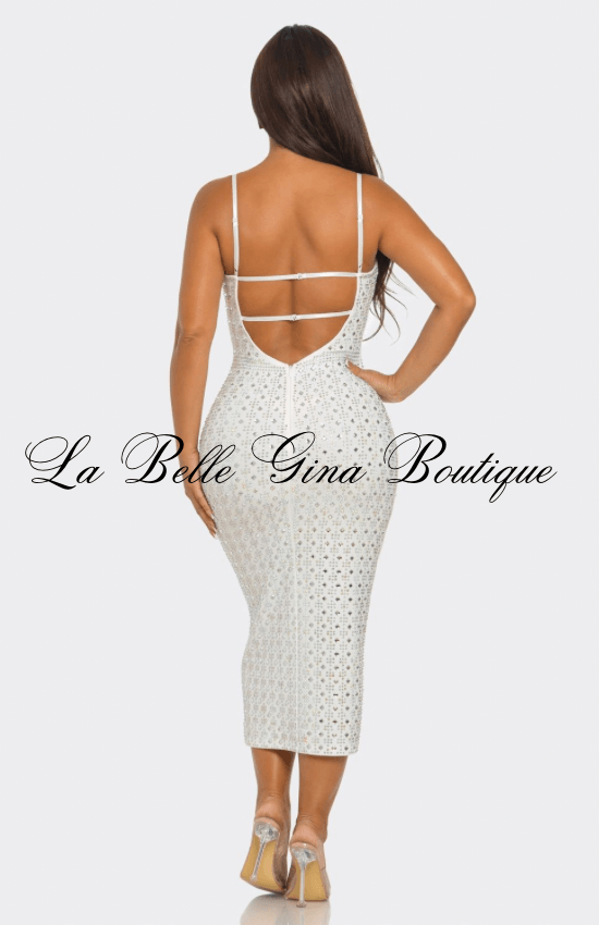 rhinestone midi dress Jennie Diamond Rhinestone Midi Dress