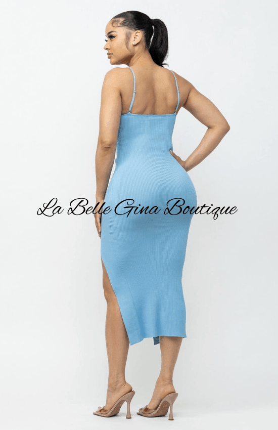 Sadia Cross Front Top Sleeveless V_Neck Side Slit Midi Dress-Baby Blue Babby Blue / Large Sadia Cross Front Top Sleeveless V_Neck Side Slit Midi Dress-Baby Blue Babby Blue / Large
