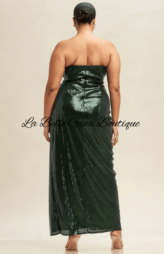 Bella Strapless Sweetheart Sequin Plus Size Maxi Dress - Hunter Green La Belle Gina Boutique Bella Strapless Sweetheart Sequin Plus Size Maxi Dress - Hunter Green La Belle Gina Boutique