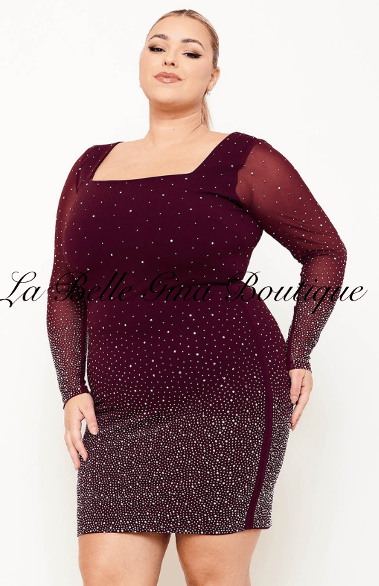 rhinestone mesh dress plus size Rhinestone Mesh Pleated Plus Size Maxi Dress