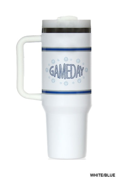GAME DAY STAINLESS STEEL TUMBLER WITH 2 STRAWS