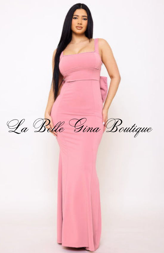 Elegant Bow Back Mermaid Maxi Dress for Women | Formal Evening Gown