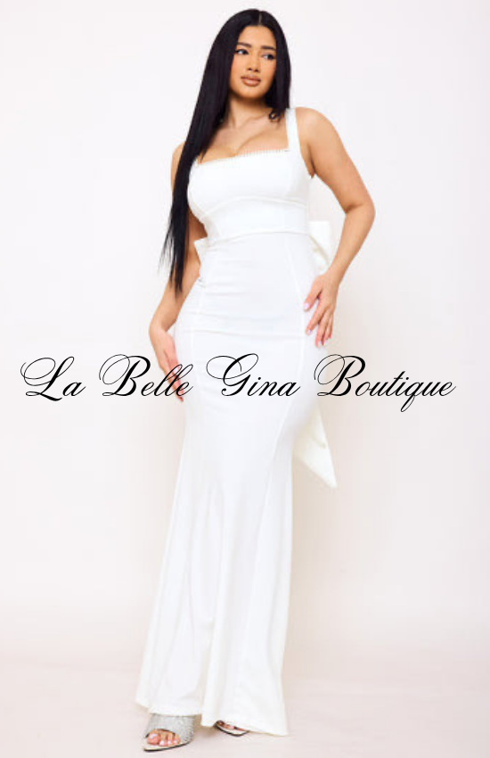Elegant Bow Back Mermaid Maxi Dress for Women | Formal Evening Gown