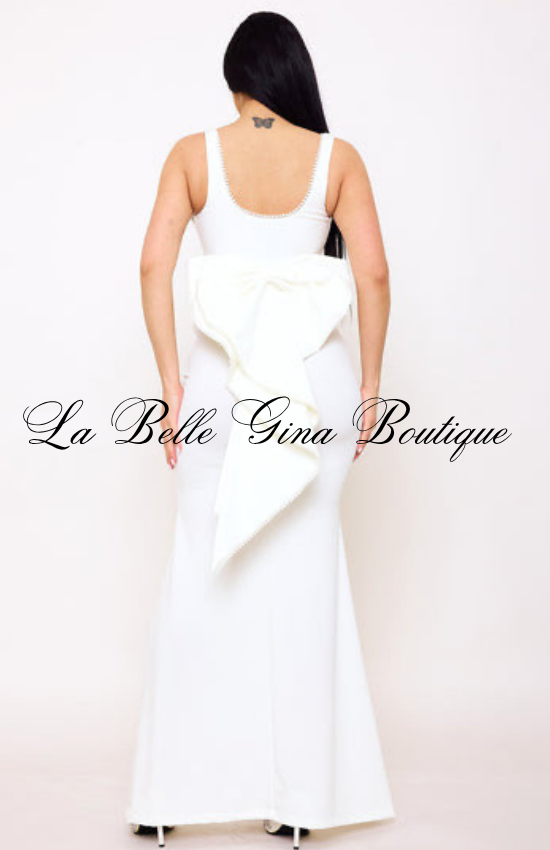 Elegant Bow Back Mermaid Maxi Dress for Women | Formal Evening Gown