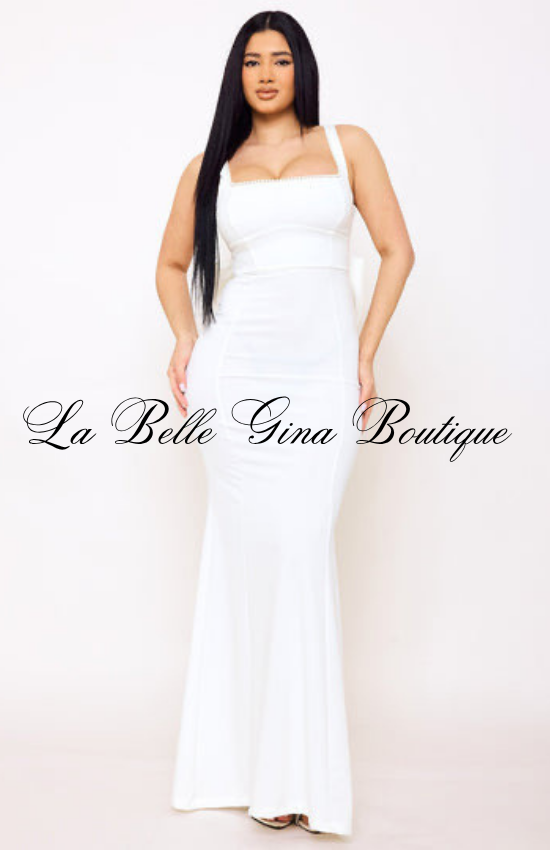 Elegant Bow Back Mermaid Maxi Dress for Women | Formal Evening Gown