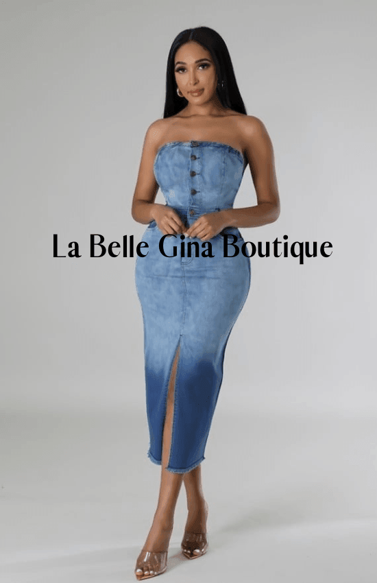 la belle denim dress Laura Denim Dress