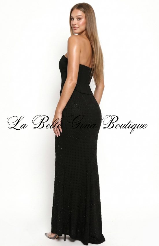 Strapless Rhinestone Mermaid Maxi Dress – Elegant Corset Formal Gown for Women
