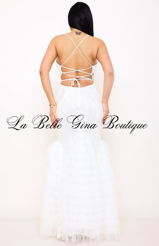 Sequin Mermaid Maxi Dress for Women | Elegant Tulle Formal Gown