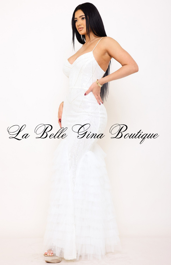 Sequin Mermaid Maxi Dress for Women | Elegant Tulle Formal Gown