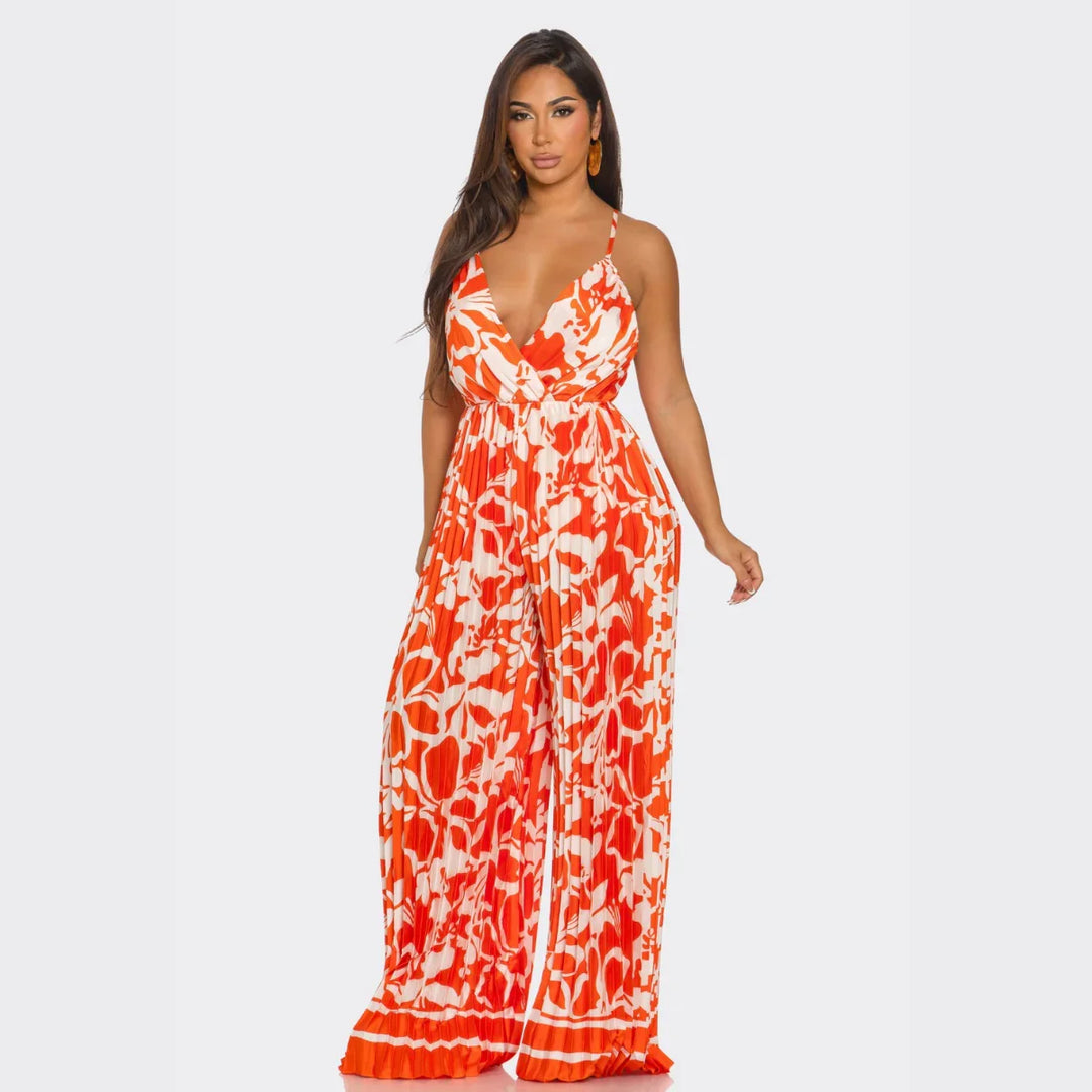 Bold Print Wide-Leg Jumpsuit – Sexy Summer Vacation Outfit | La Belle Gina Boutique