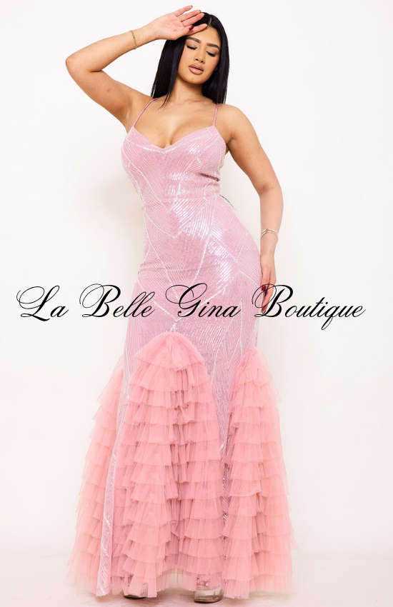 Sequin Mermaid Maxi Dress for Women | Elegant Tulle Formal Gown