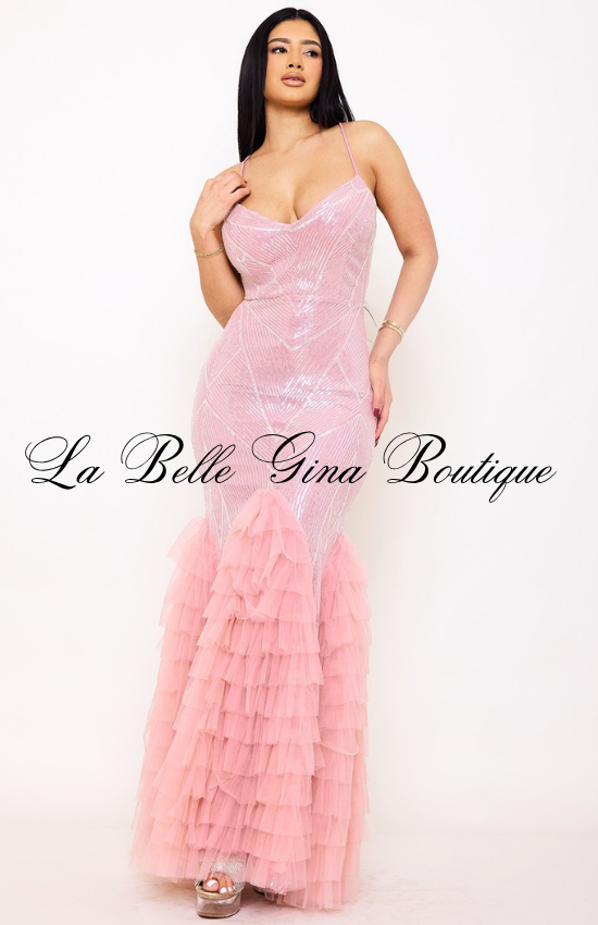 Sequin Mermaid Maxi Dress for Women | Elegant Tulle Formal Gown