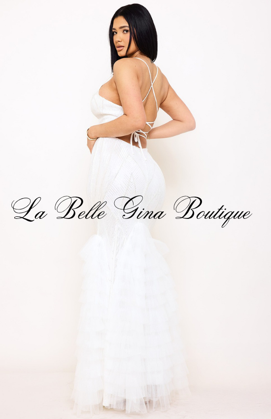 Sequin Mermaid Maxi Dress for Women | Elegant Tulle Formal Gown