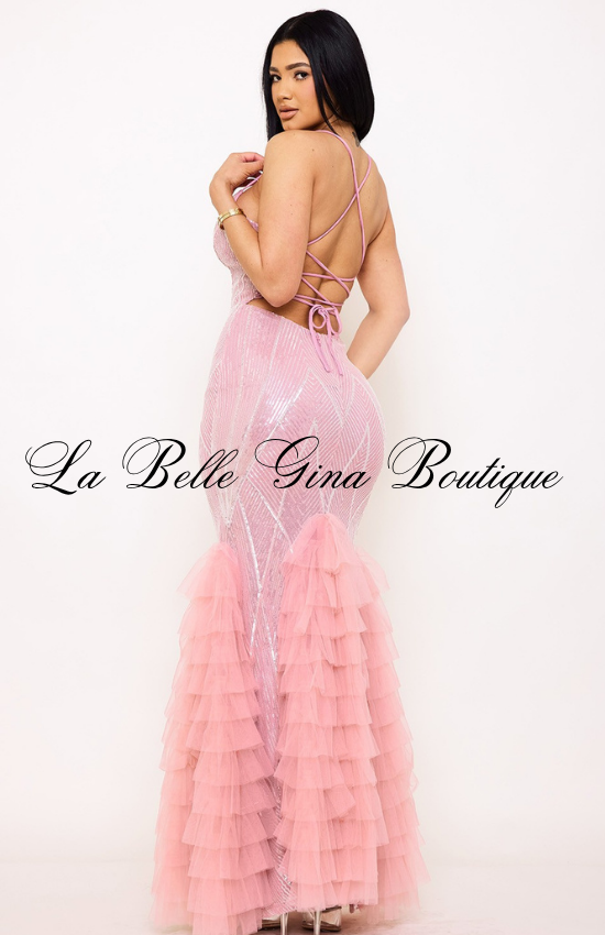 Sequin Mermaid Maxi Dress for Women | Elegant Tulle Formal Gown