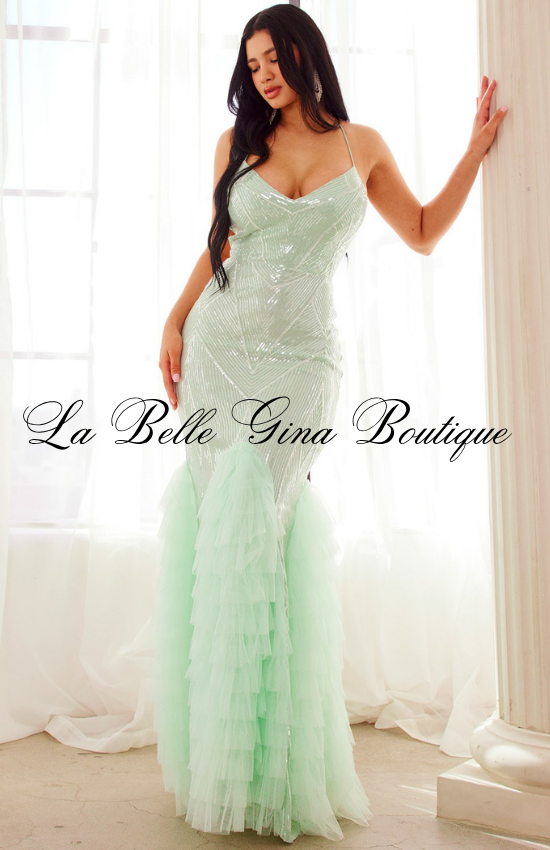 Sequin Mermaid Maxi Dress for Women | Elegant Tulle Formal Gown