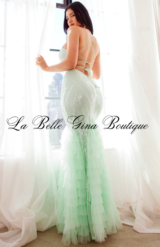 Sequin Mermaid Maxi Dress for Women | Elegant Tulle Formal Gown