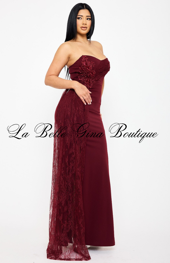 Strapless Lace Mermaid Gown for Women | Elegant Formal Evening Dress