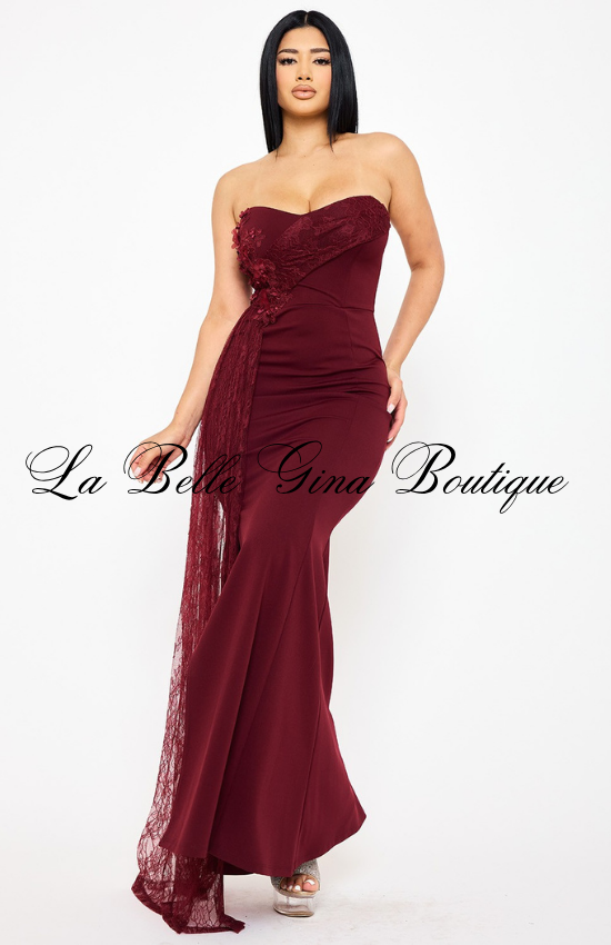 Strapless Lace Mermaid Gown for Women | Elegant Formal Evening Dress