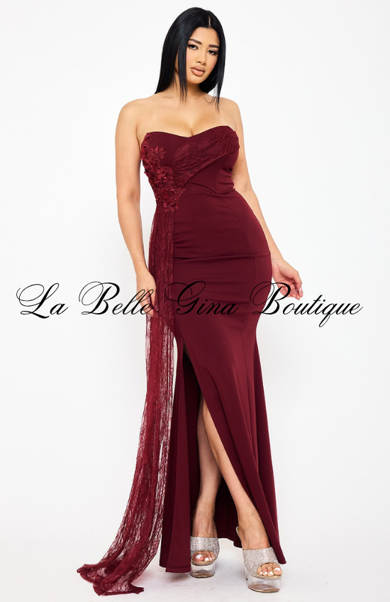 Strapless Lace Mermaid Gown for Women | Elegant Formal Evening Dress