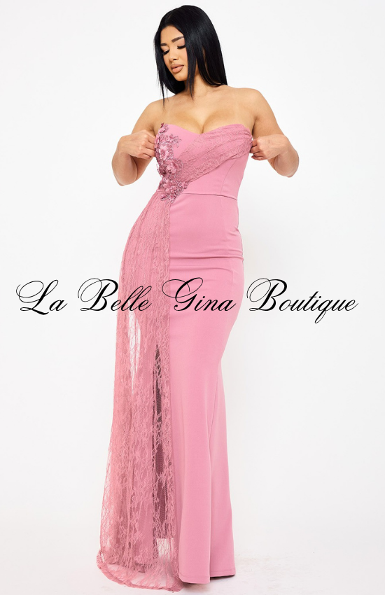 Strapless Lace Mermaid Gown for Women | Elegant Formal Evening Dress