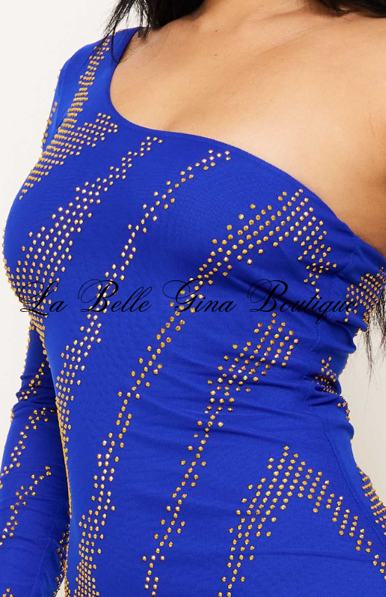 One Shoulder Rhinestone Maxi Dress for Women | Elegant Evening Gown