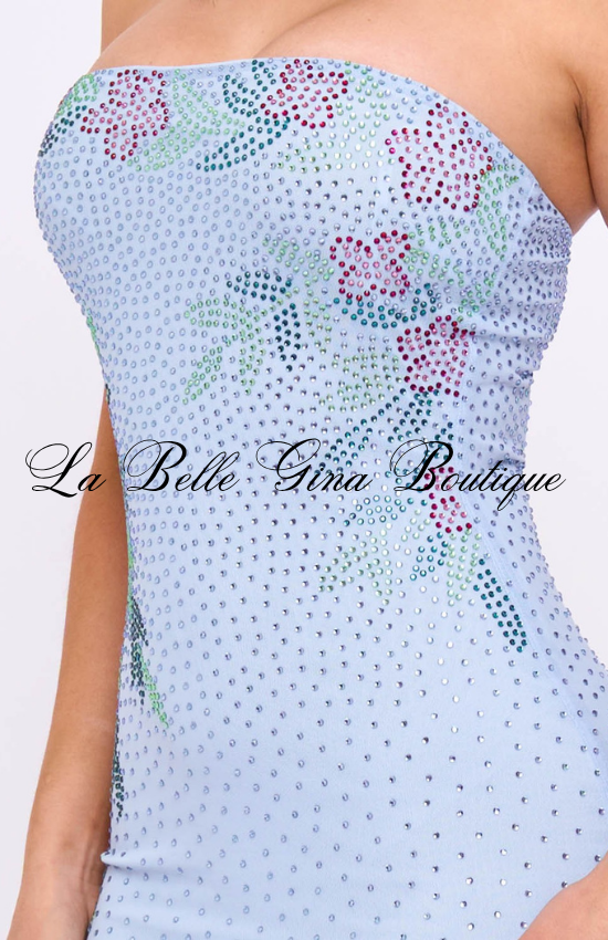 Strapless Rhinestone Mermaid Dress for Women | Elegant Floral Evening Gown