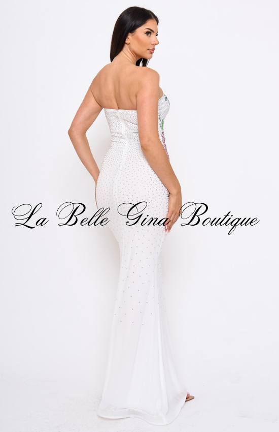 Strapless Rhinestone Mermaid Dress for Women | Elegant Floral Evening Gown