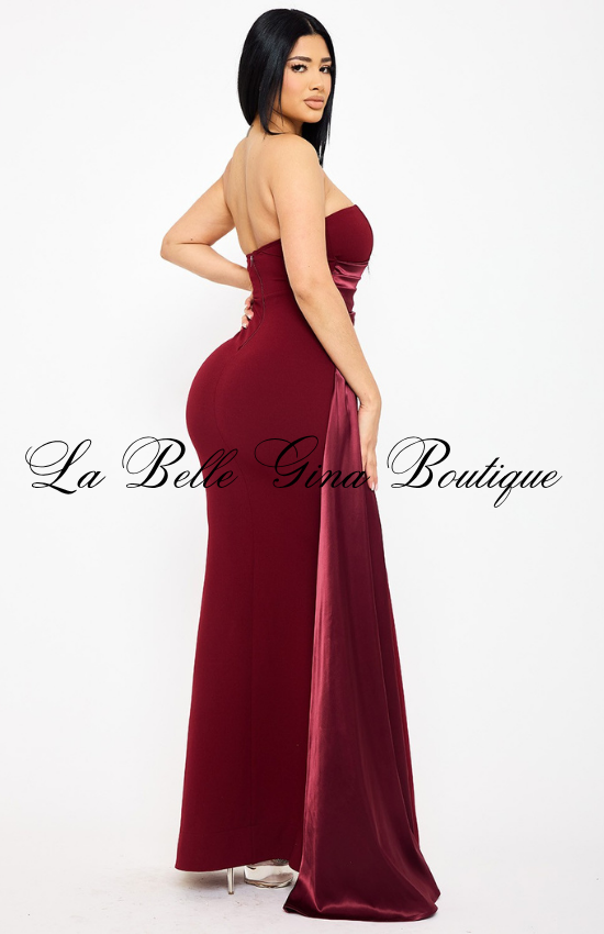 Elegant Off Shoulder Satin Maxi Dress for Women | Formal Evening Gow