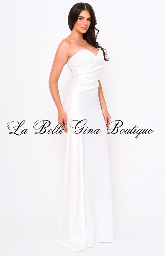 Elegant Off Shoulder Satin Maxi Dress for Women | Formal Evening Gow