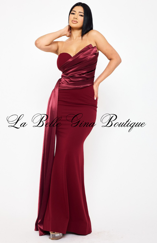 Elegant Off Shoulder Satin Maxi Dress for Women | Formal Evening Gow