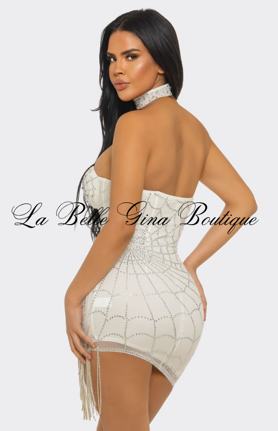 Rhinestone Strapless Mini Dress for Women | Sexy Glam Party Dress