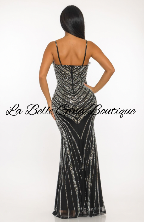 Crystal Illusion Mermaid Gown – Sparkling Rhinestone Evening Dress | La Belle Gina Boutique