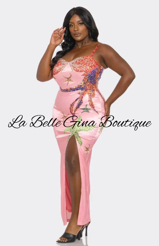 Ocean-Inspired Sequin Maxi Dress with Slit – Glam Evening & Resort Look