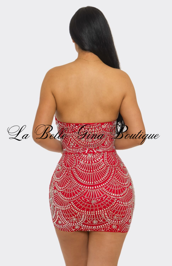 Midnight Spark Rhinestone Strapless Mini Dress – Crystal Bodycon Party Dress