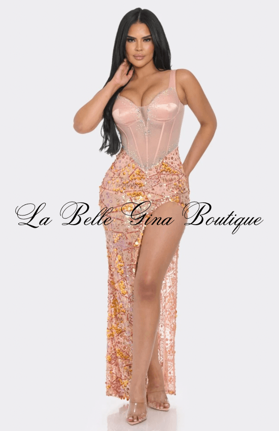 Luxury Sequin Dress – Elegant Maxi Gown for Formal Events – La Belle Gina Boutique